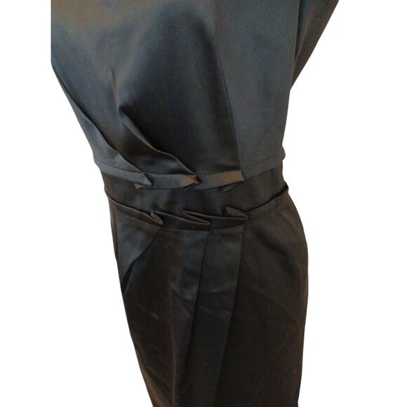 Talbots Satin Cocktail Dress Sz 10 Black Semi Formal Whimsigoth Elegant Party - Picture 5 of 17